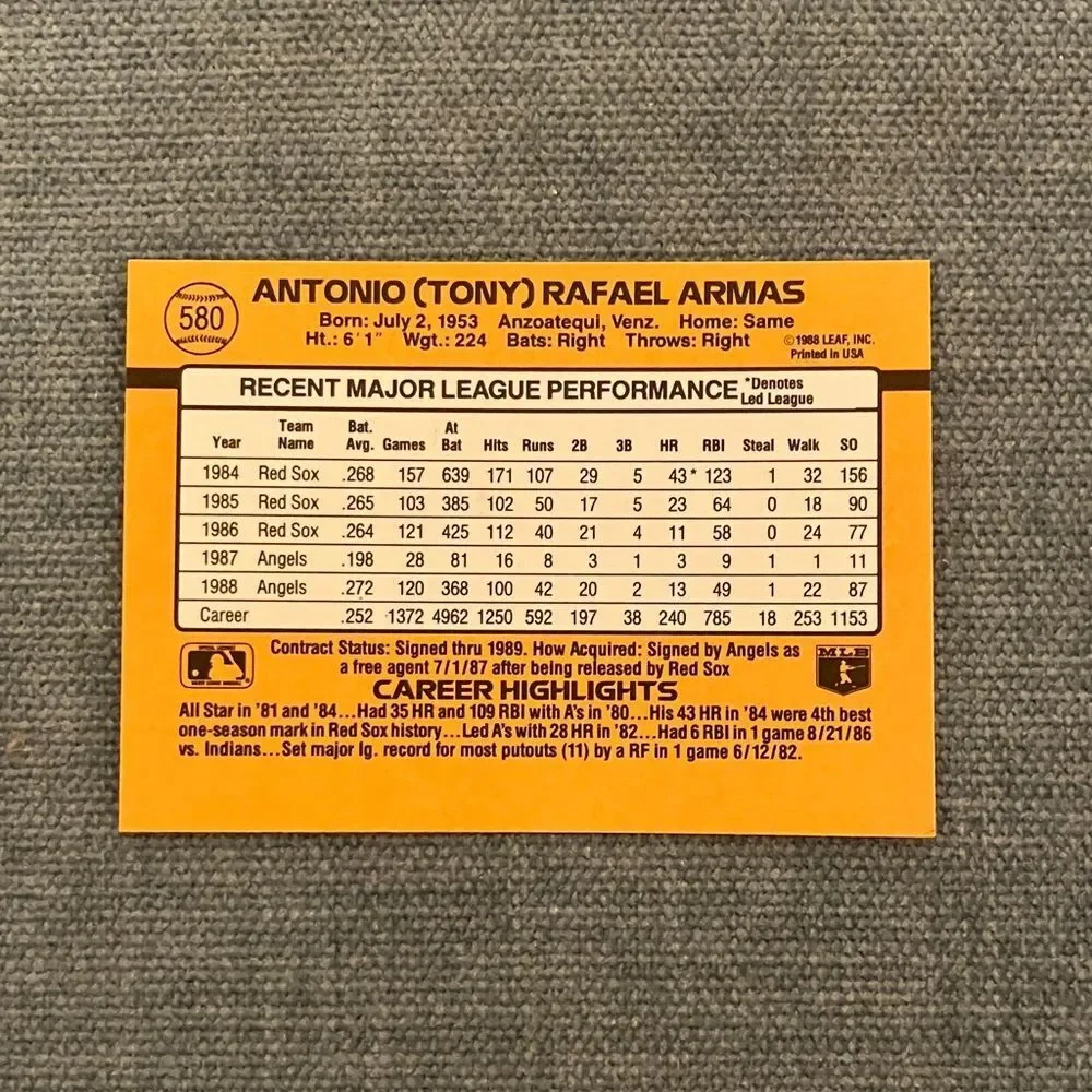 1989 Donruss Anaheim Angels Baseball Card Trading Card